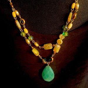 Green and Brown Beaded Necklace
